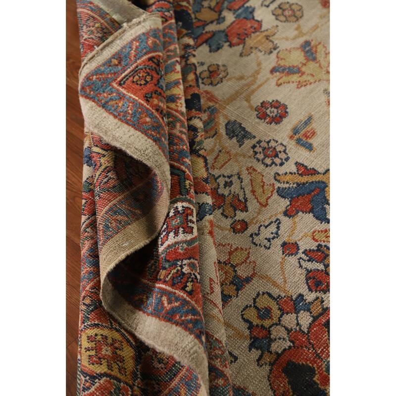 Hand Knotted Oriental 100% Wool Carpet Traditional Floral Beige & Ivories Sultanabad Area Rug - 11' 10'' X 8' 8''