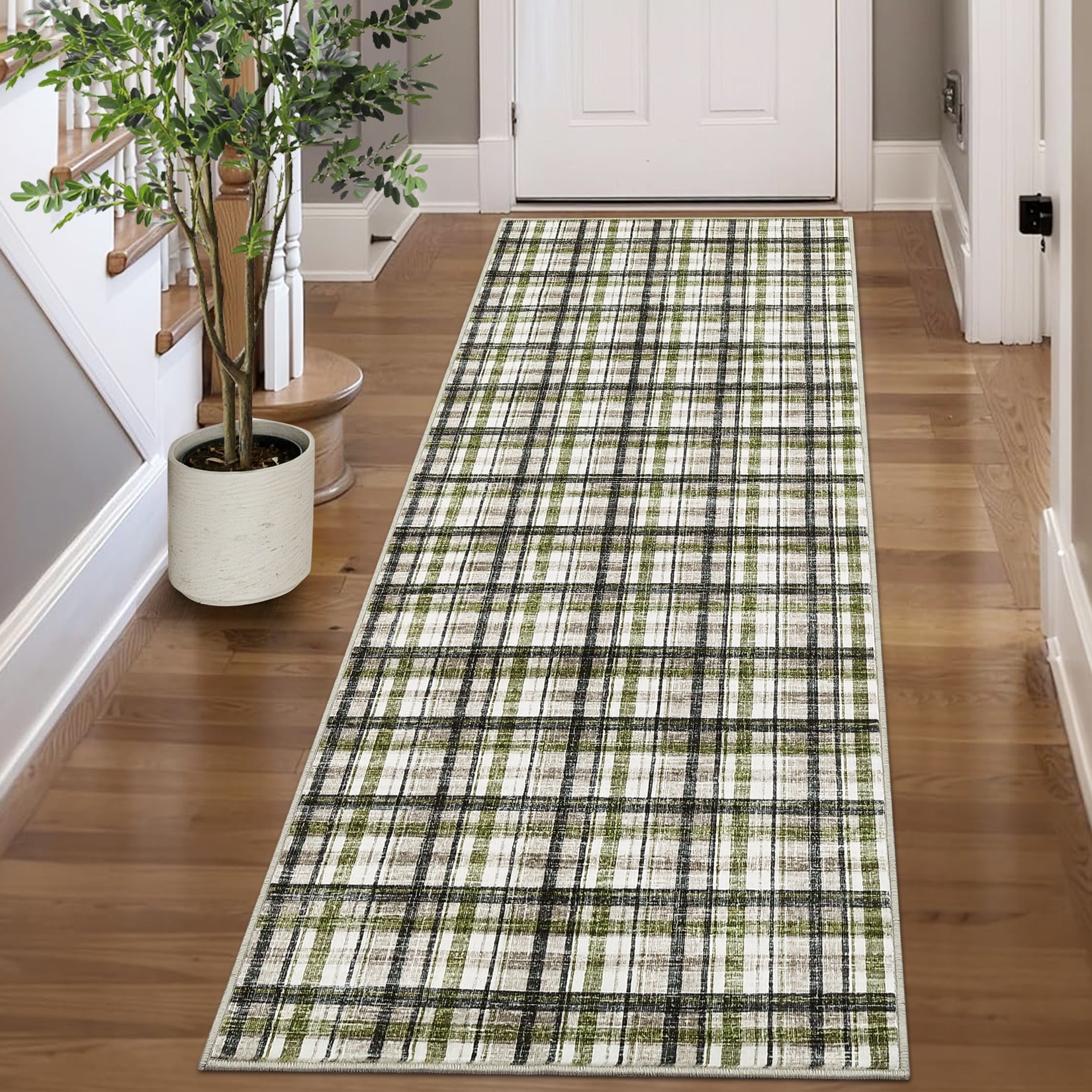 Garvee Timeless Check Washable Area Rug