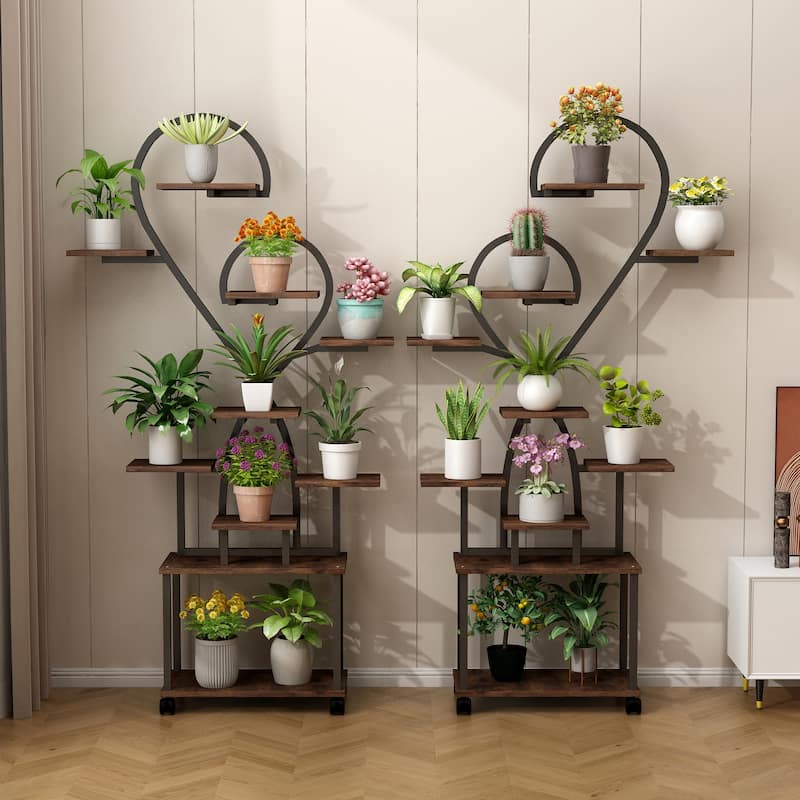 Plant Stand Indoor with Grow Lights, Tiered Indoor Plant Shelf, Metal Plant Flower Holder Stand,S-Shaped Plant Rack