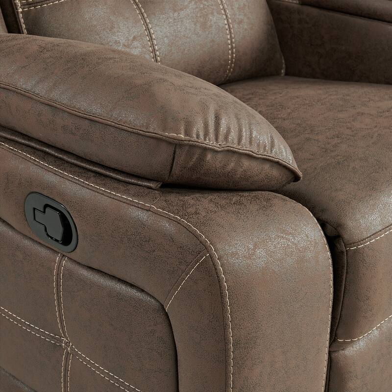 Roundhill Furniture Lesley Manual Reclining Loveseat, with Cup olders, Brown