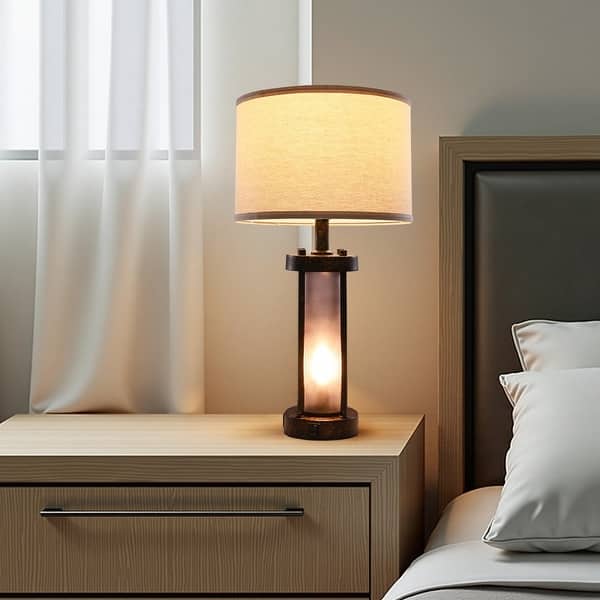Set of 2 White-Black Table Lamp with Dual Lights USB-C, USB and AC Ports - 24.2 x 12.6 x 12.6 in