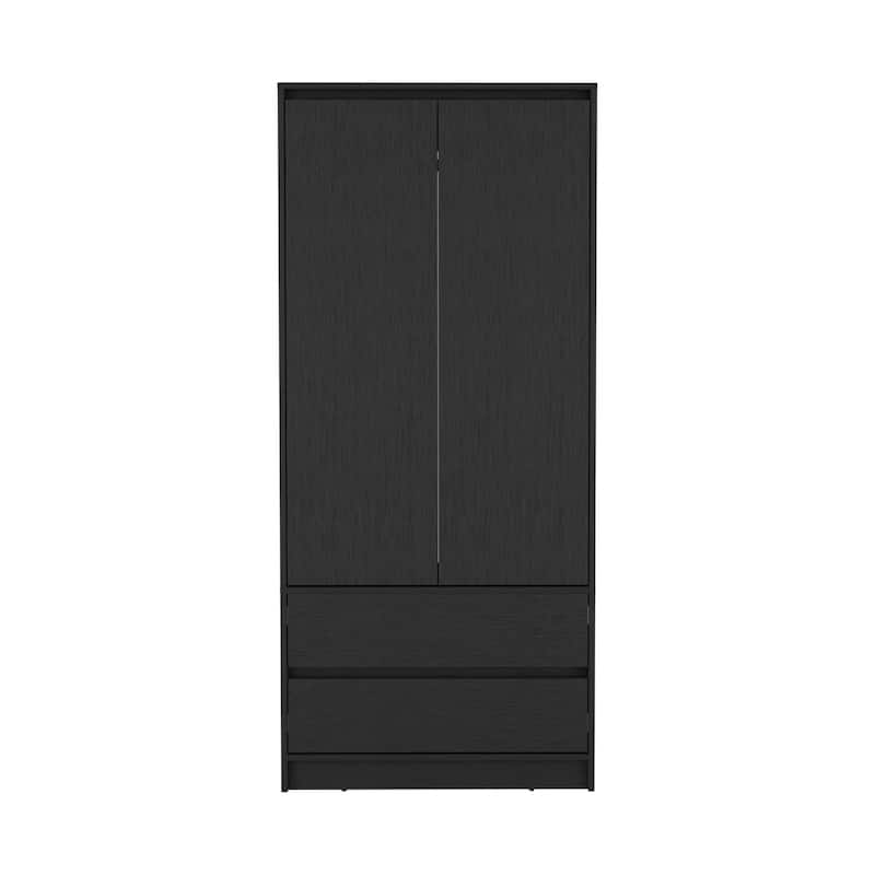 HomeRoots 71" Black Wood Two Door Two Drawer Combo Dresser
