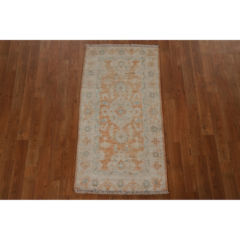 Muted Traditional Oushak Turkish Oriental Rug Hand-knotted Wool Carpet - 2'0" x 3'11"