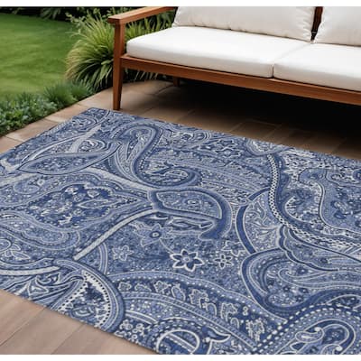 HomeRoots Paisley Traditional Rectangle Outdoor Rug