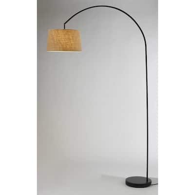 83"H Extra Tall Floor Lamp with Burlap Shade and Foot Switch Plug-In Metal Light for Living Room - 83”H x 12.5”W x 60”D