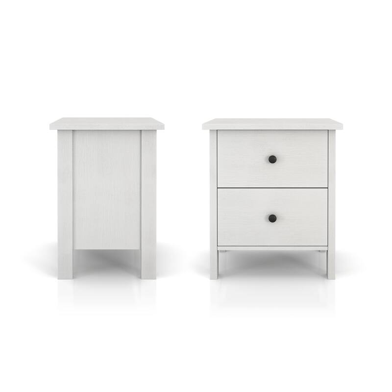 DH BASIC Transitional Neutral Finish 2-Drawer Nightstand by Denhour