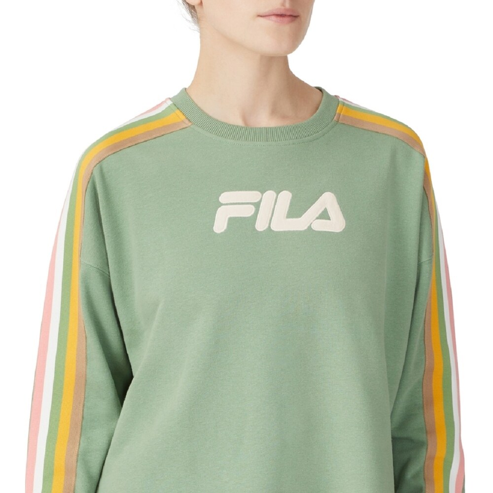 BENIR☆CLOVER CREWNECK Fila Women's Clover Crewneck Logo Colorblocked Sweatshirt