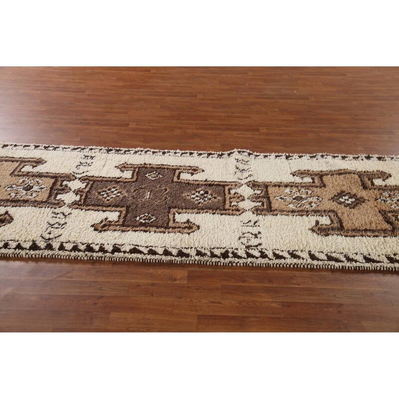 Anatolian Oriental Runner Rug Hand-knotted Natural Dye Wool Carpet - 3'7"x 11'2"