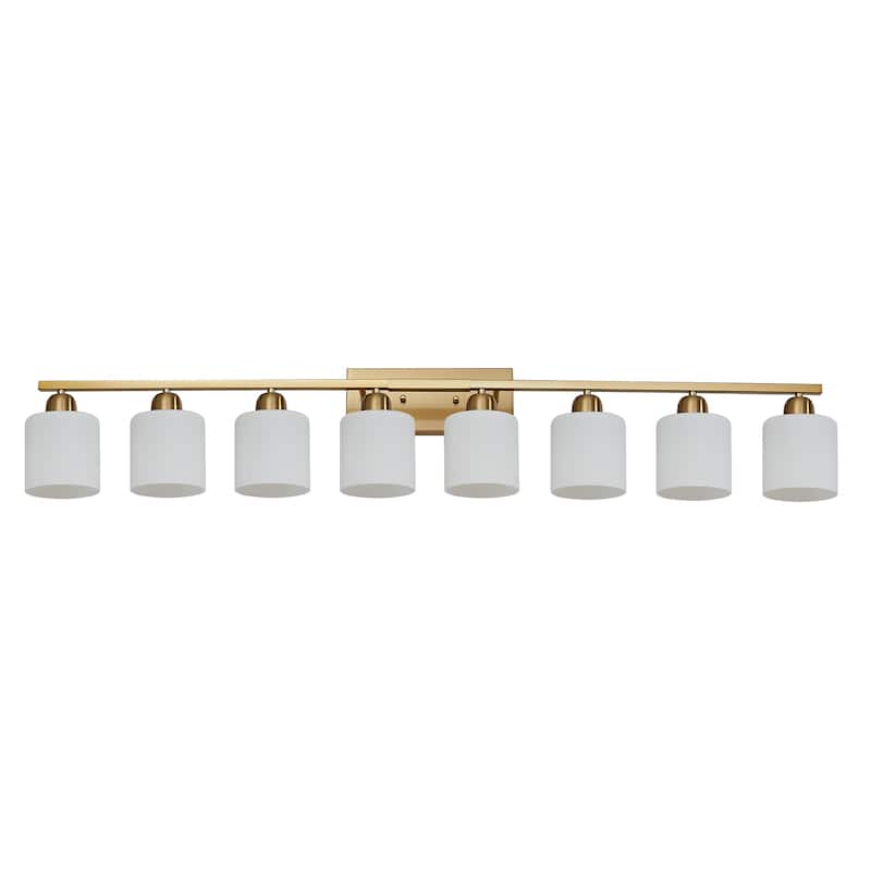 8-Light Bathroom Light Fixtures Over Mirror, 52inch Modern Vanity Lights with Frosted Glass Shade