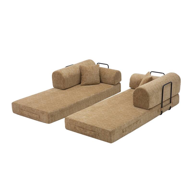 Convertible Sleeper Sofa Bed Corduroy Folding Mattress Couch with Fixed-Shape Frame