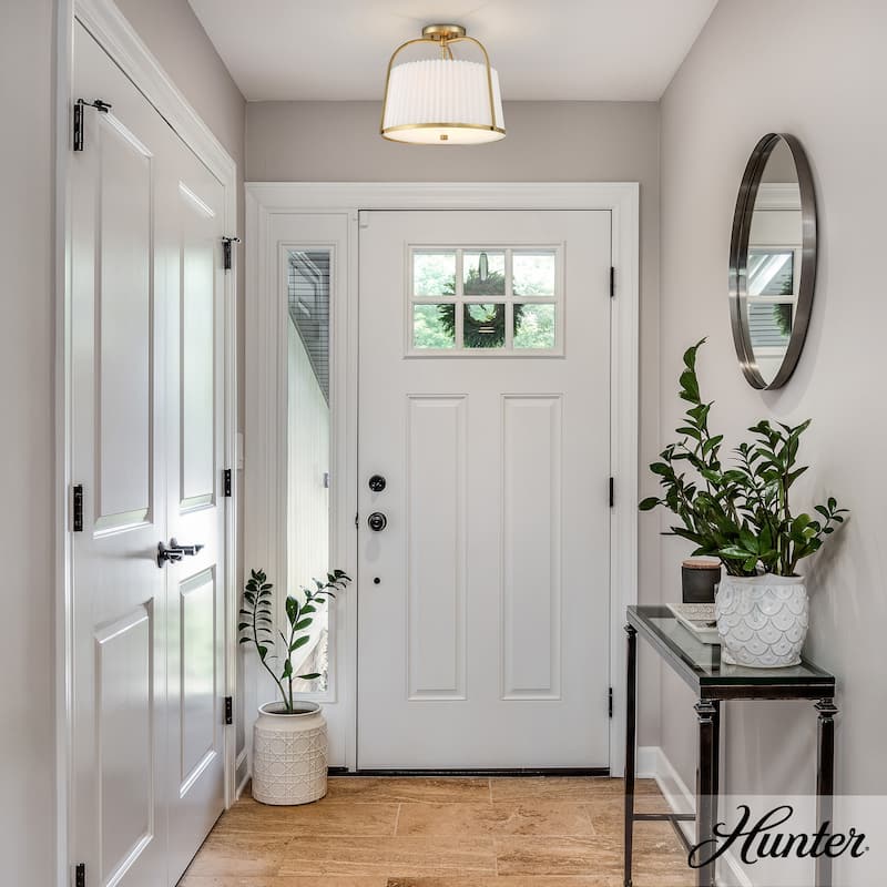 Hunter Atmore Alturas Gold 2 Light Flush Mount - Modern & Contemporary, Transitional - Kitchen, Bedrooms, Living Room, Entryway
