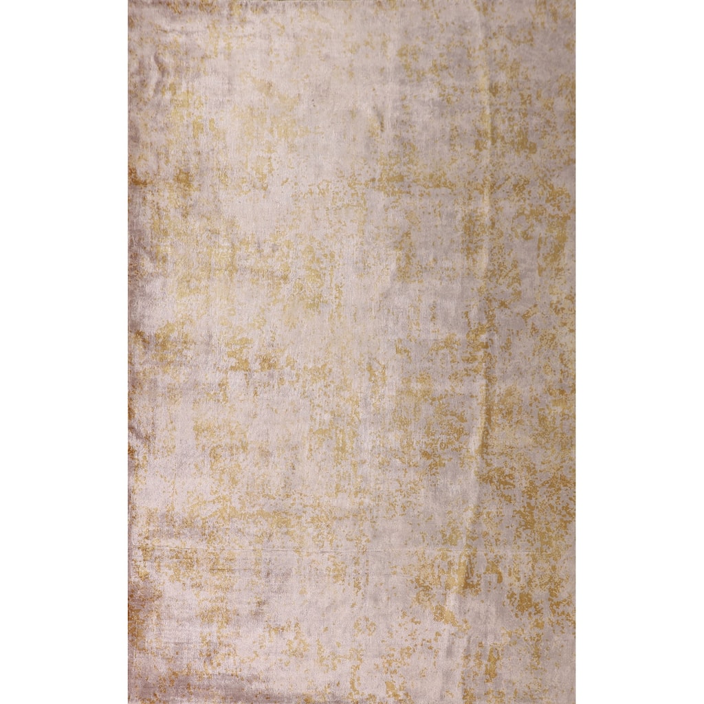 Modern Area Rug Hand-Knotted Abstract Bedroom Wool Carpet - 6'6"x 9'10"