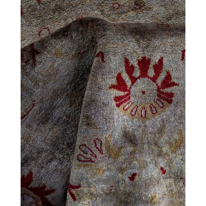 Overton Hand Knotted Wool Vintage Inspired Modern Contemporary Overdyed Gray Area Rug - 4' 2" x 6' 0"