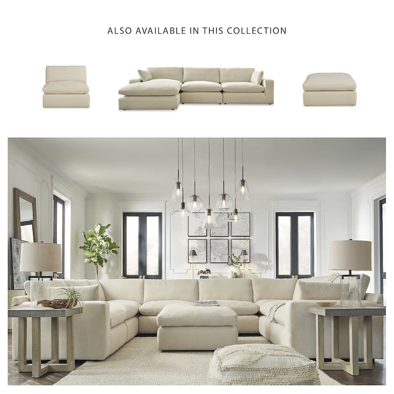 Signature Design by Ashley Elyza Beige 3-Piece Sectional with Chaise - 144" W x 68" D x 36" H
