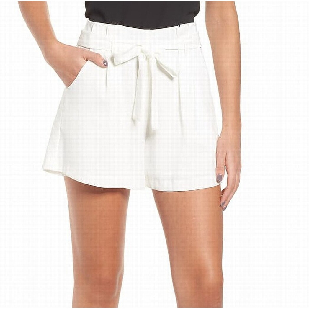 Shop Leith Women S Tie Waist White Size Xxl Pleated Textured Casual Shorts Overstock 28666244