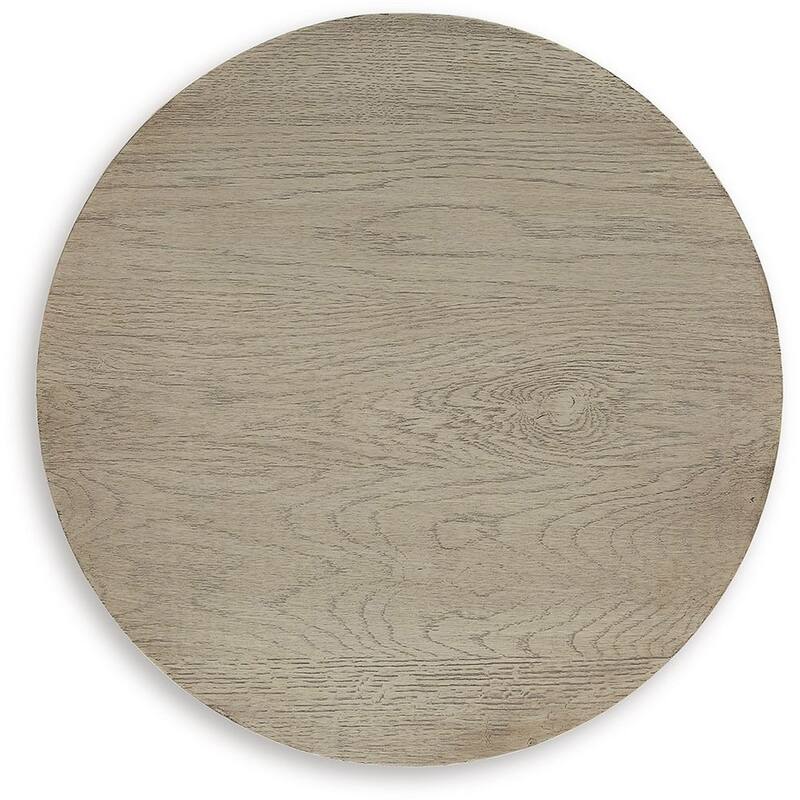 Dalen Side End Table, Round Gray Oak Veneer Top, Metal Base, 24 Inch