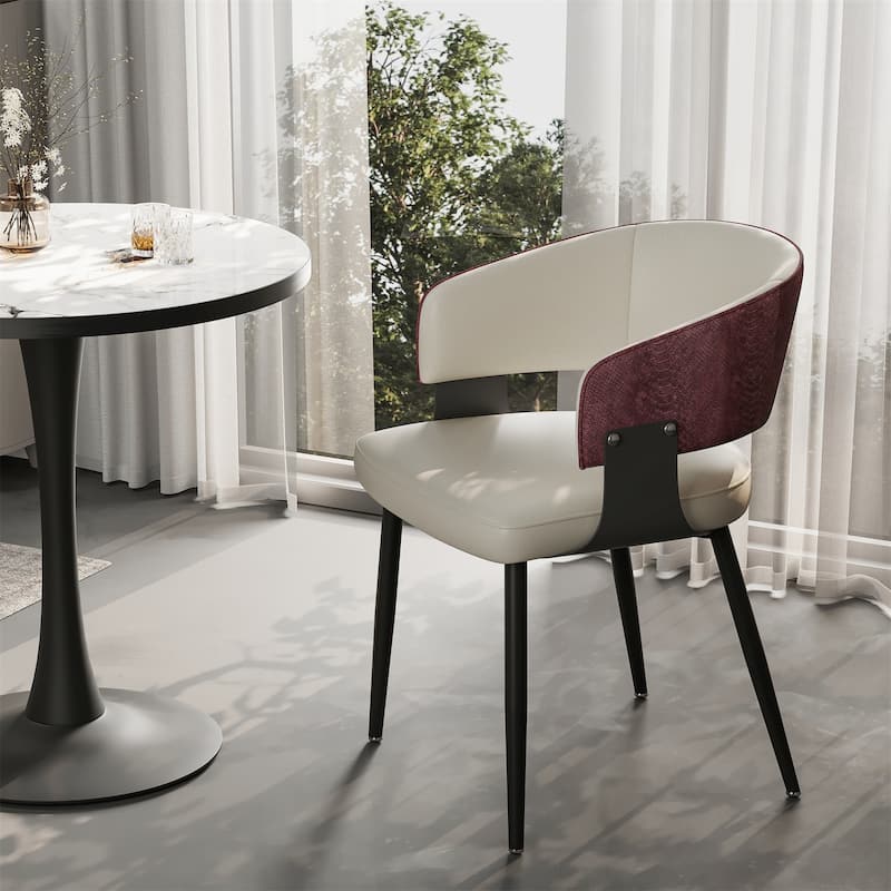 Dining Chairs Set Microfiber Leather Kitchen Dining Chairs Upholstered Padded Wide Seat - Burgundy Red - 1PCS