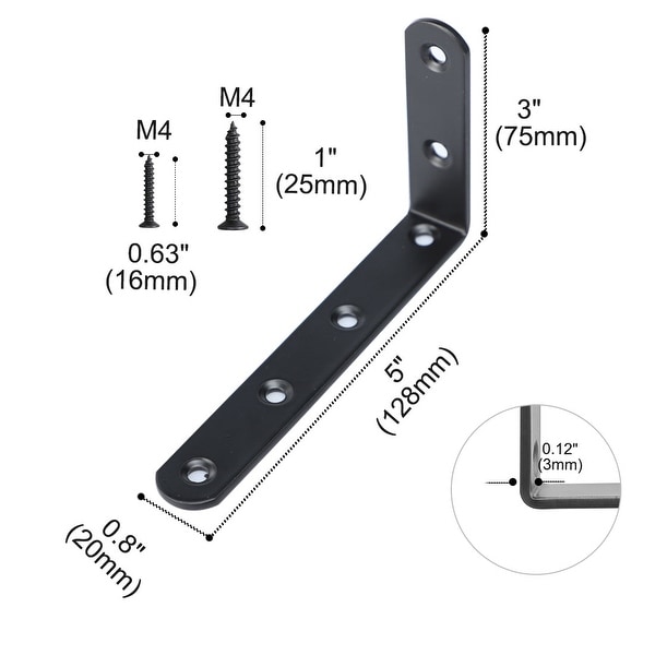 Details about   5 x 5 White L Bracket Angle Iron Corner Brace Joint  Metal Install Shelf Cabinet 
