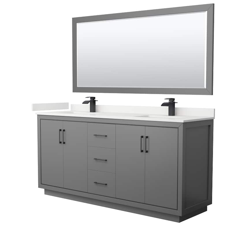 Icon 72-inch Double Vanity, Quartz Top, 70-inch Mirror