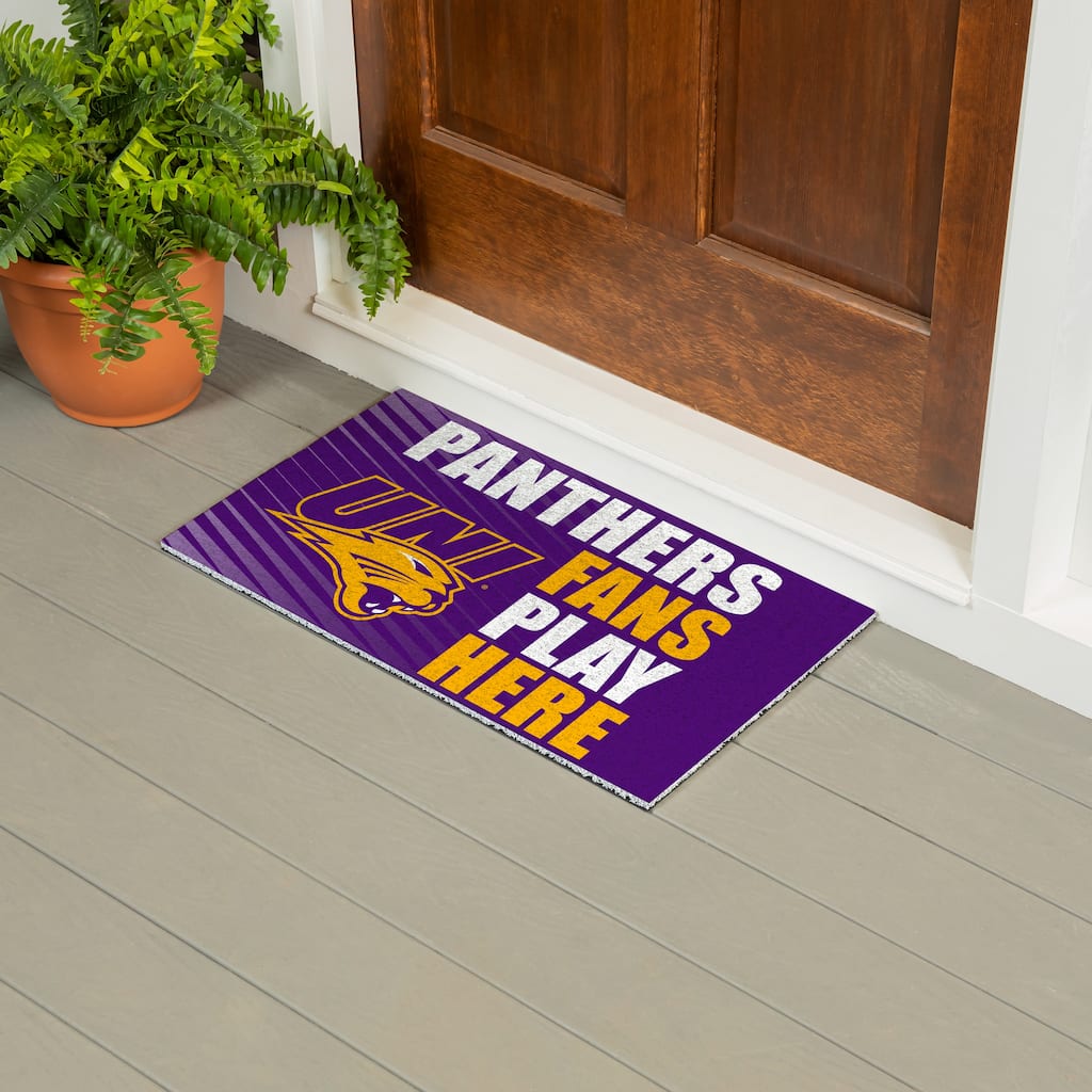 28 in. x 16 in. University of Northern Iowa "Fans Play Here" PVC Door Mat