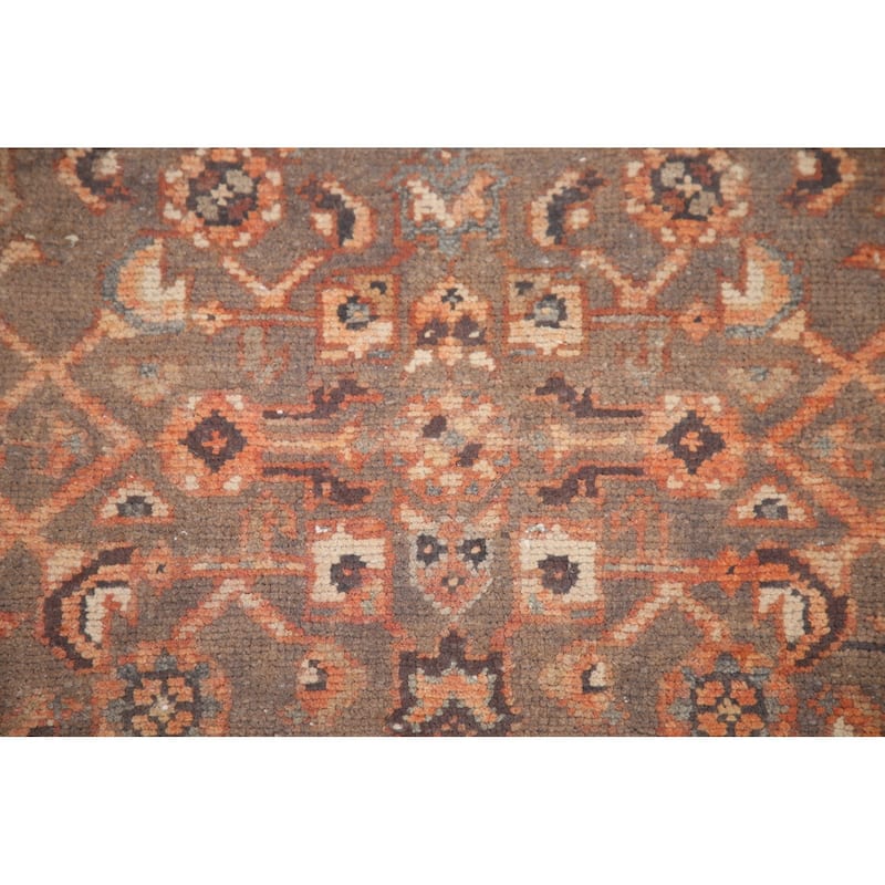 Hand Knotted Oriental 100% Wool Carpet Traditional All-Over Brown Malayer Runner Rug - 10' 8'' X 3' 5''
