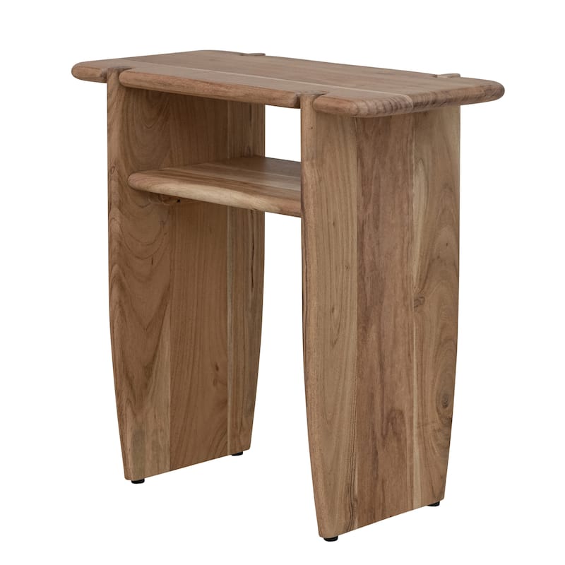 Mango Wood Accent Table with Shelf