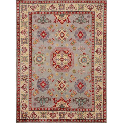 Kazak Oriental Area Rug Hand-Knotted Living Room Wool Carpet - 4'11" x 6'8"