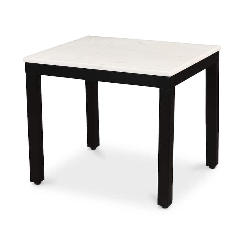 Aurelle Home Pariso Modern White Marble-Top Side Table - 22" W x 18" H x 18" D