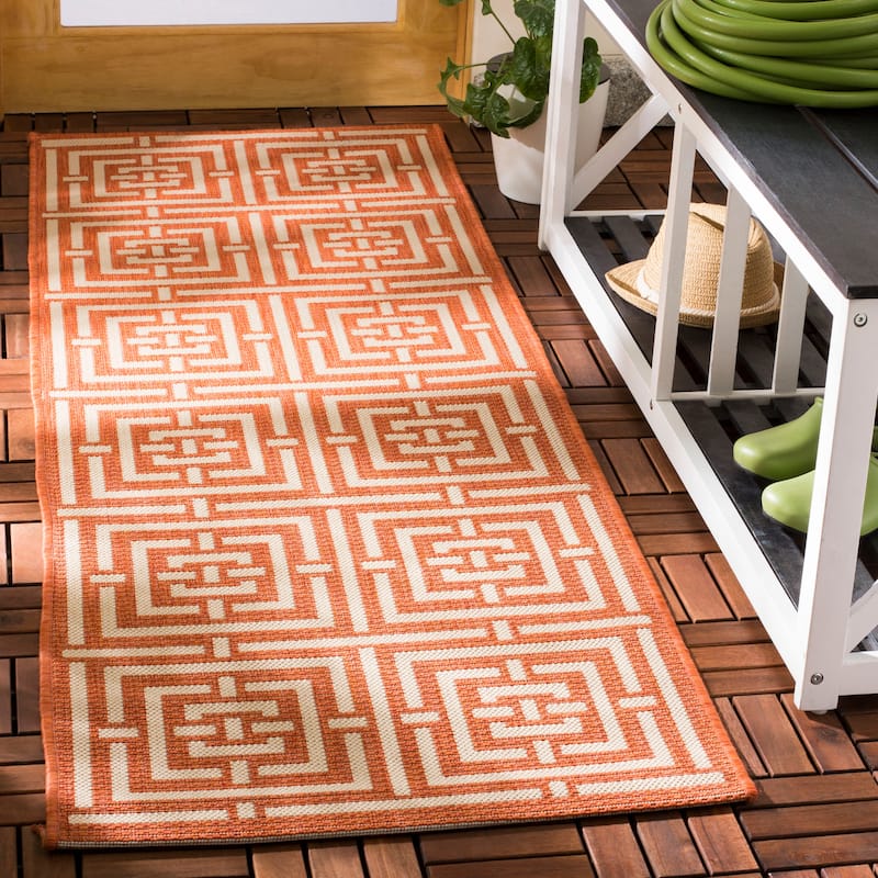 SAFAVIEH Courtyard Ginger Indoor/ Outdoor Waterproof Patio Backyard Rug