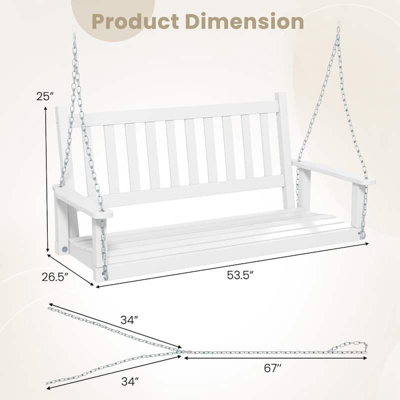 Costway 2-Person Wooden Outdoor Porch Swing Heavy Duty Patio Hanging - See Details