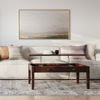 WYNDENHALL Stratford SOLID WOOD 46 inch Wide Contemporary Lift Top Coffee Table in Russet Brown - 22"d x 46" w x 18"h