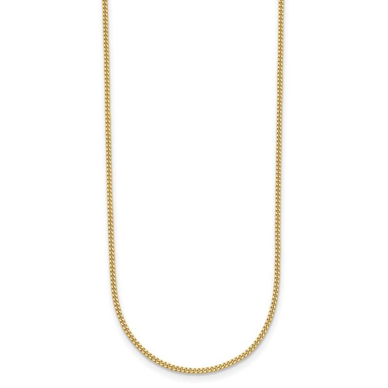 Curata Italian 14k Yellow Gold 1.2mm Curb Necklace For Women (Lobster)