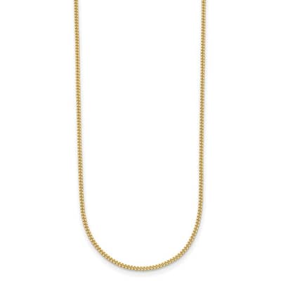 Curata Italian 14k Yellow Gold 1.2mm Curb Necklace For Women (Lobster)