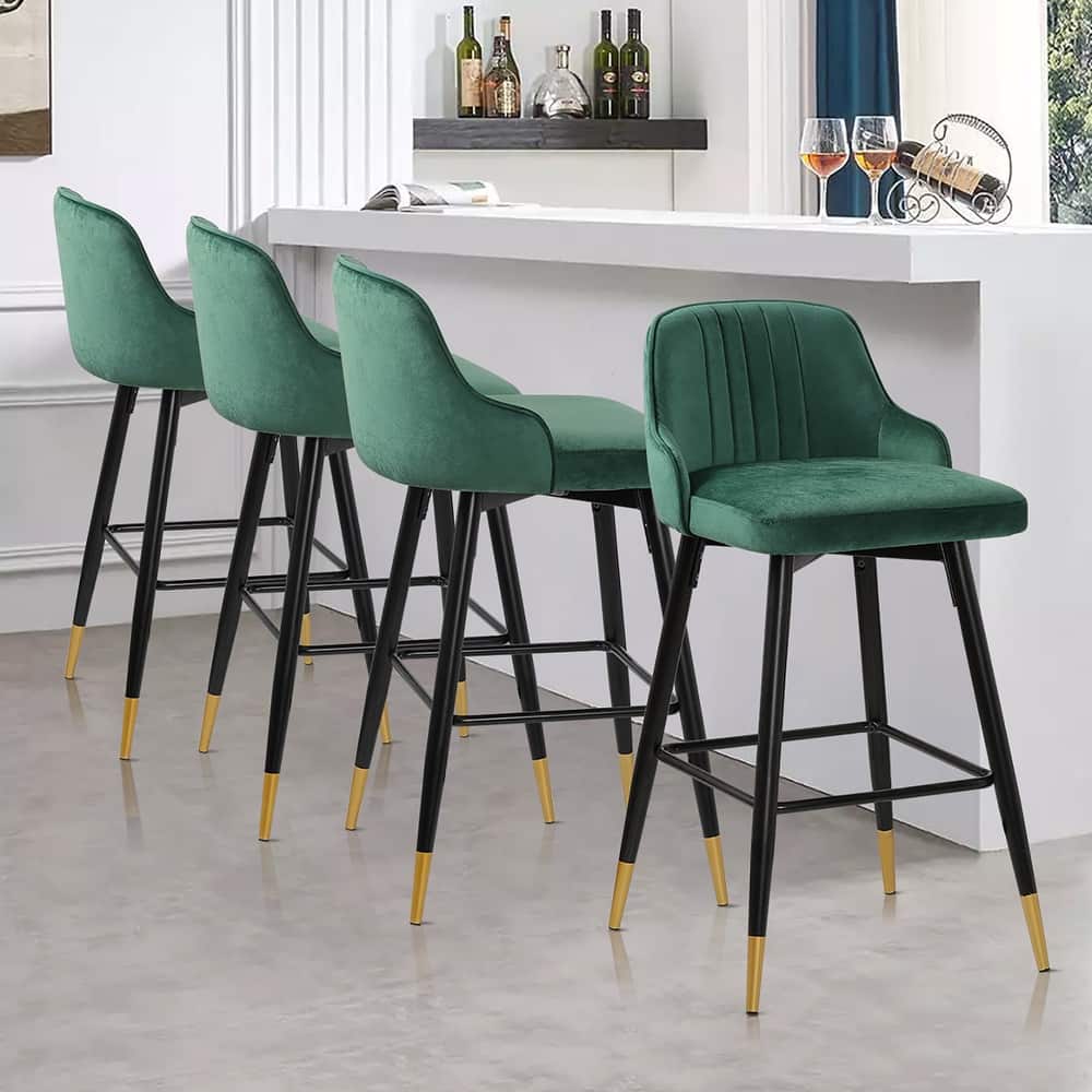 Modern Velvet Upholstered Swivel Counter/ Bar Stools Set of 2/4
