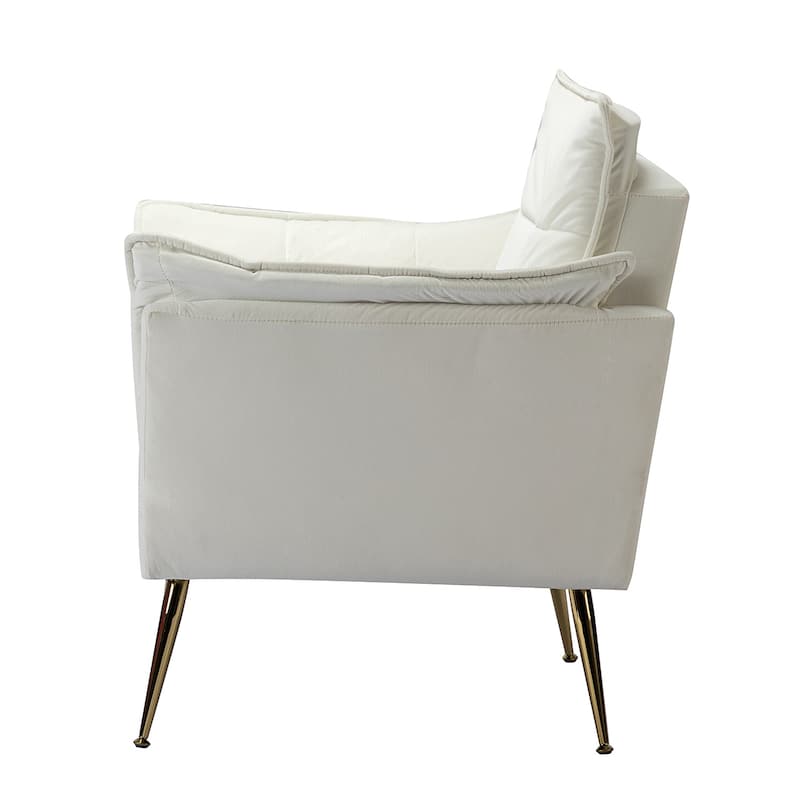 1ida Modern Velvet Tufted Padded Cushion Armchair with Golden Metal Legs by HULALA HOME
