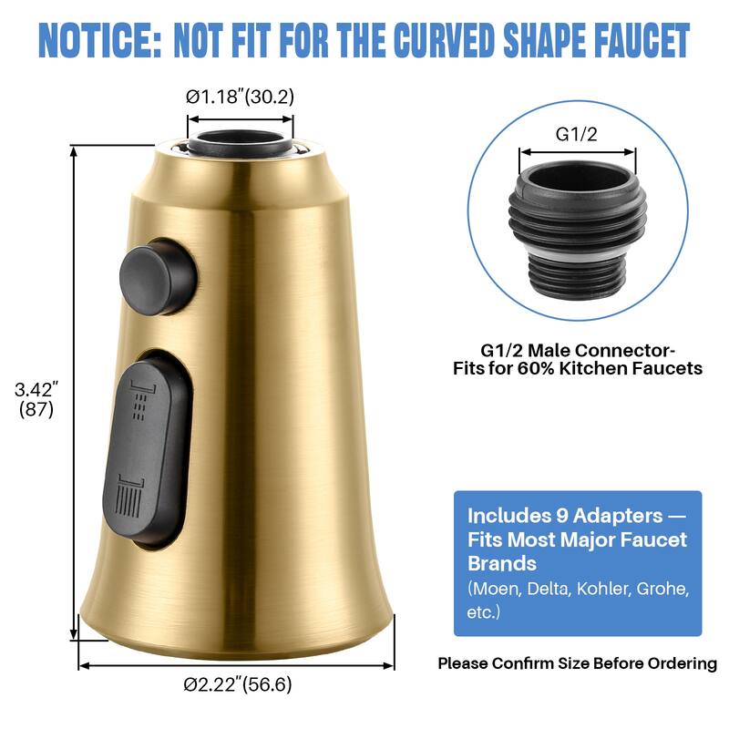 WOWOW Pull Down Kitchen Faucet Spray Head with 9 Adapters Kit