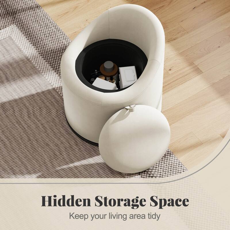 Costway 1/2 PCS Barrel Chair with Storage 360° Swivel Upholstered - See Details