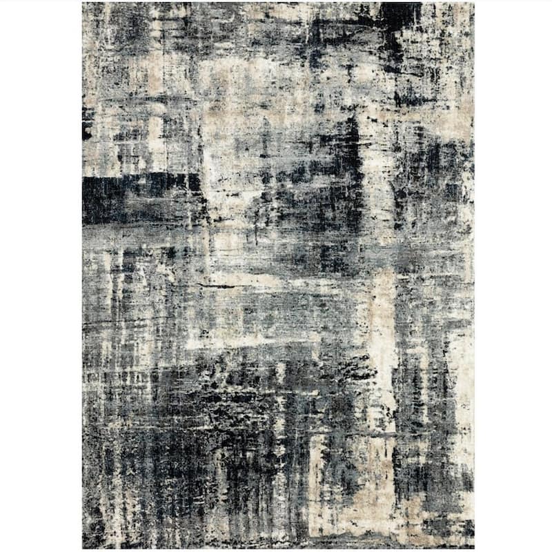 Alexander Home Glacier Abstract Modern & Contemporary Rug - 9'6" x 13' - NAVY / DOVE - Runner/Rectangle