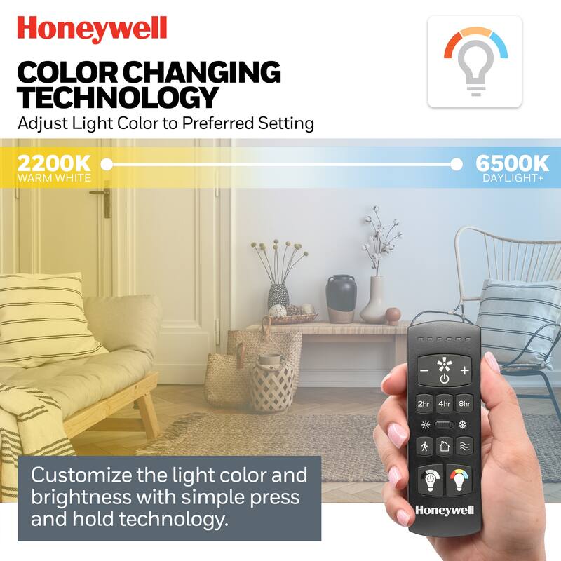 60" Honeywell Graceshire White Indoor Ceiling Fan with LED Light and Remote Control, 6-Speed BLDC Motor