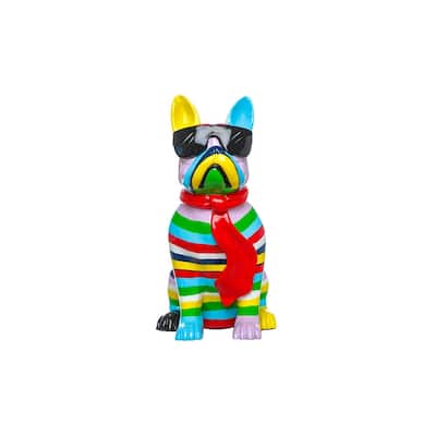 Interior Illusions Plus Stripe Dog with Black Glasses - 14" tall