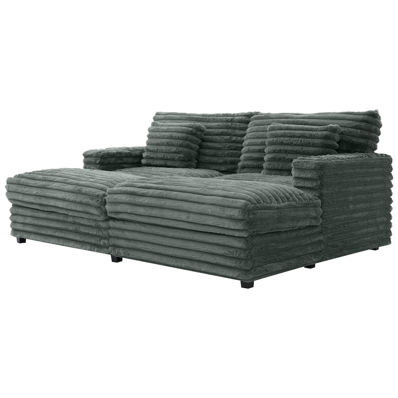 Oversized Double Chaise Lounge Sofa 83.5" Sofa Bed Cloud Couch Plush With Two Supportive Pillows,Usb Ports And Cup Holders
