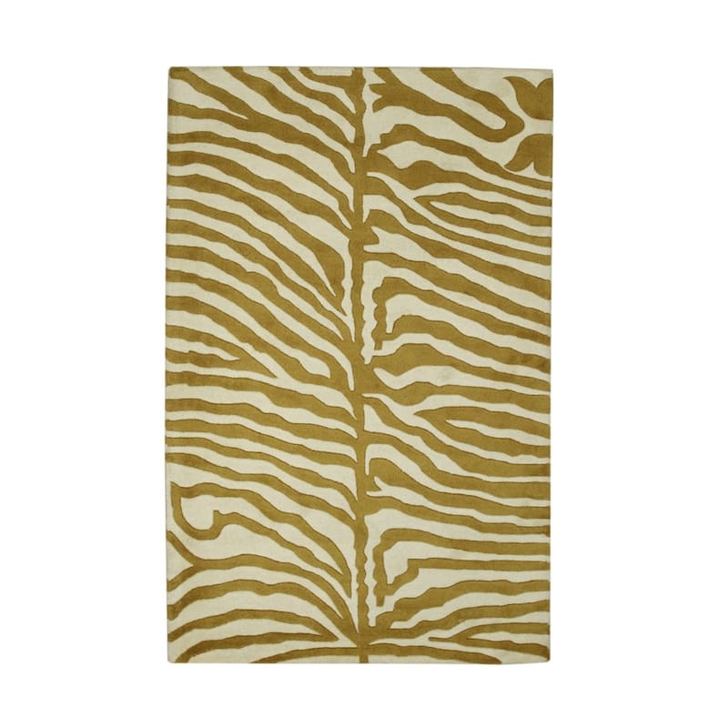 Hand-Tufted Wool Gold Transitional Stripe Modern Tufted Rug - Elegant and Contemporary Design - 5' x 8'