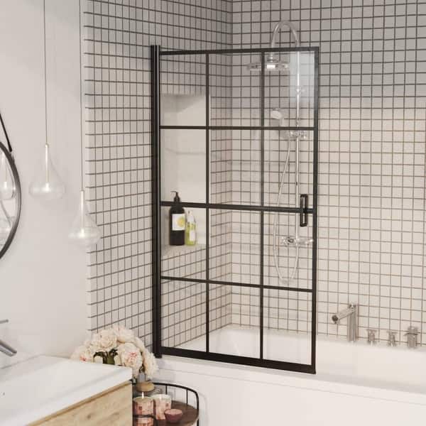 slide 2 of 12, vidaXL Shower Enclosure ESG multisize Black 31.5" x 55.1"
