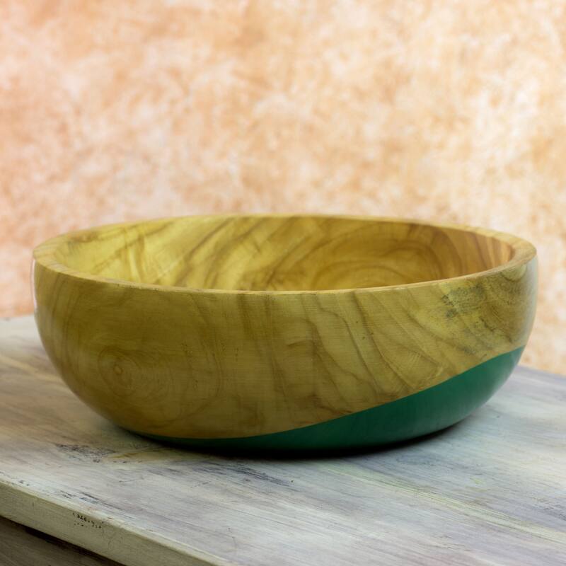 Novica Handmade Spicy Green Wood Bowl (Large)