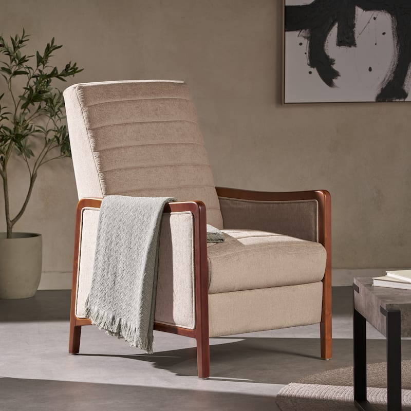 Mid‑Century Modern Push‑Back Recliner Chair with Channel Stitching