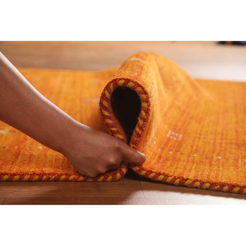 Hand Knotted Oriental 100% Wool Carpet Tribal Animal Pictorial Oranges & Rust Gabbeh Area Rug - 5' 10'' X 4' 1''