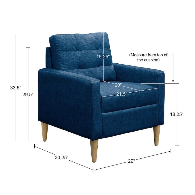 Upholstered Accent Chair with Tufted Back and Solid Wood Legs