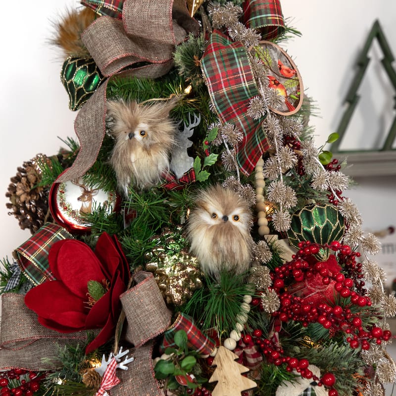 Set of 2 Brown and Ivory Owls Figures