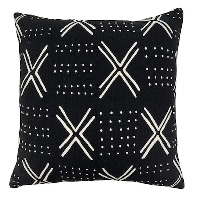Throw Pillow With Dark Mudcloth Design