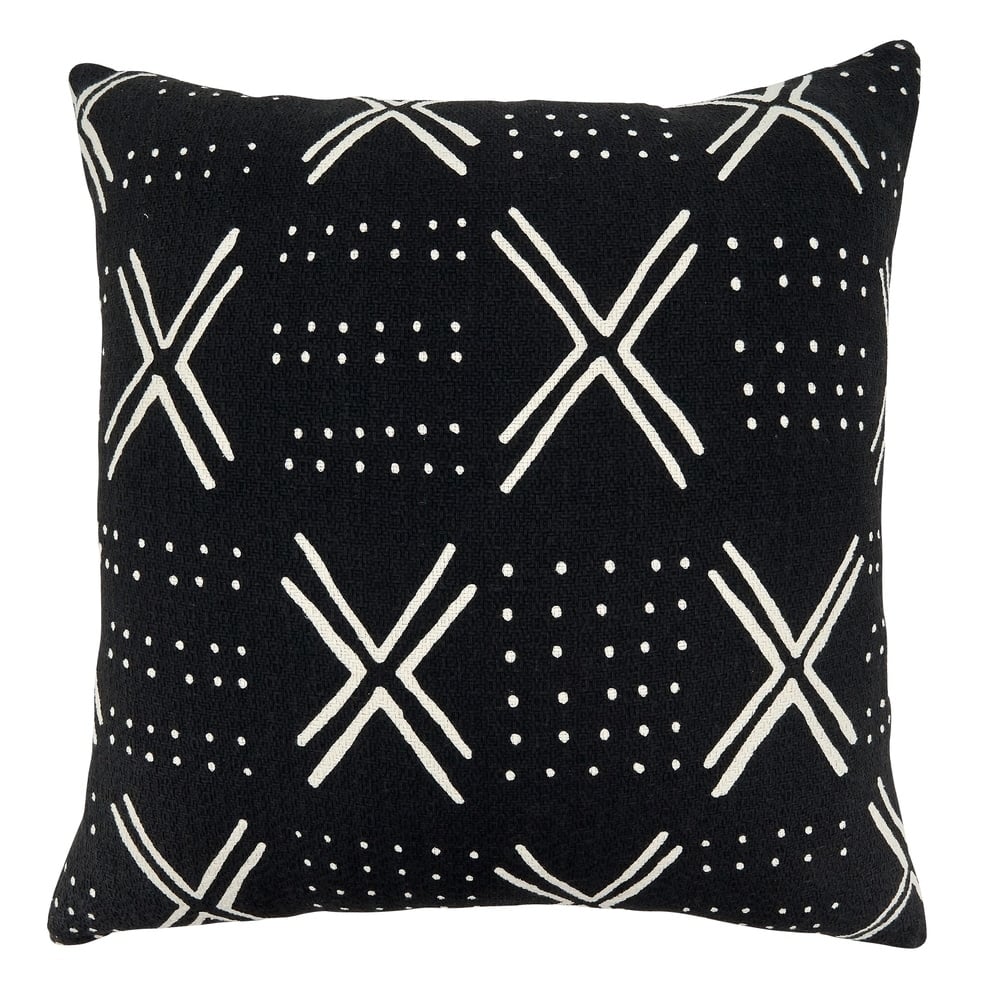 Throw Pillow With Dark Mudcloth Design